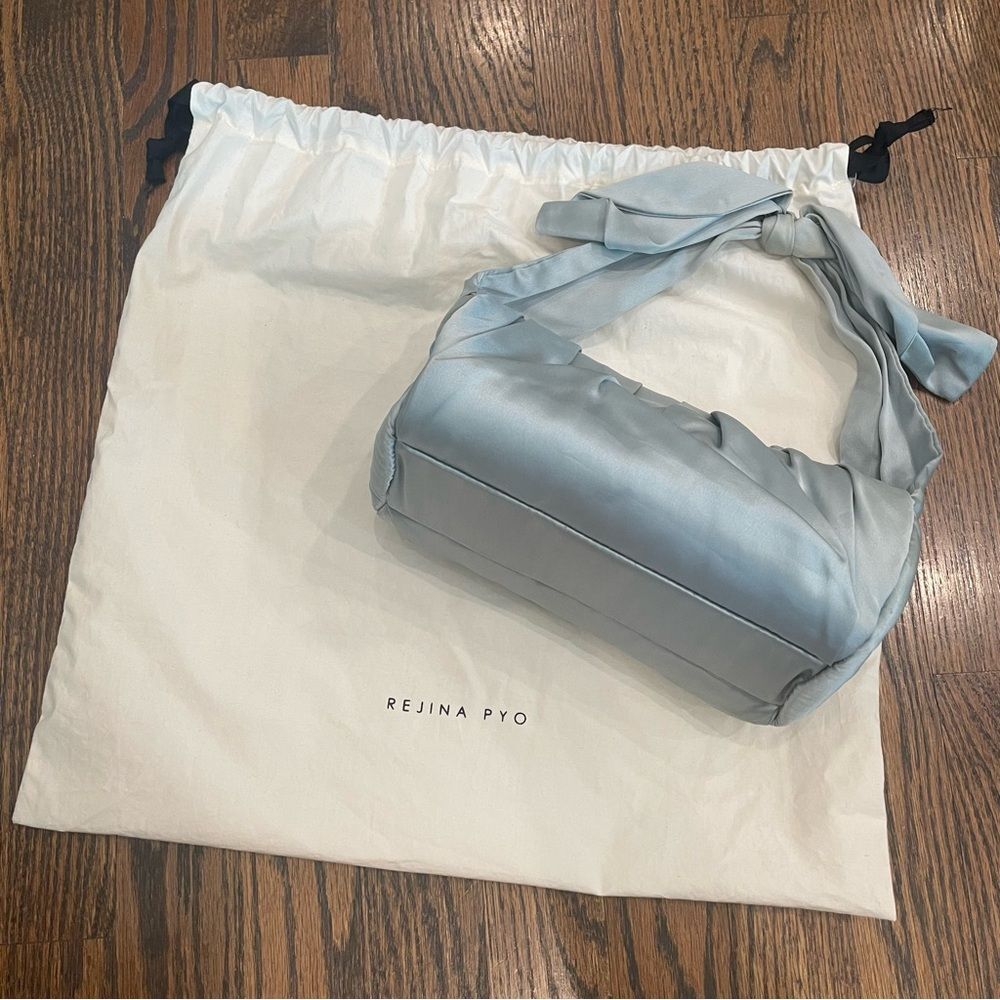 REJINA PYO Nane Bag Top Knot Light Blue Satin Purse
